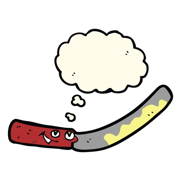 Cartoon butter knife with thought bubble — Stock Vector