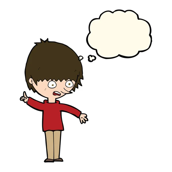 思考バブルに疑問を持つ漫画の少年 — ストックベクタ