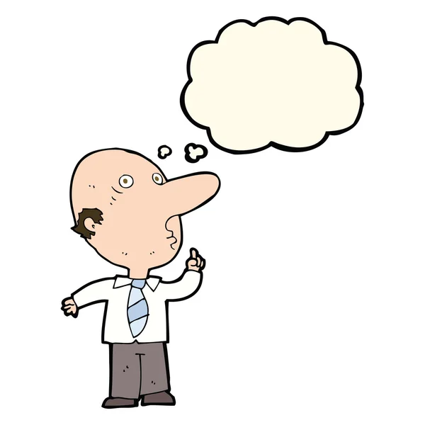 Cartoon bald man asking question with thought bubble — Stock Vector