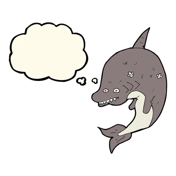 Tecknad haj med tanke bubbla — Stock vektor