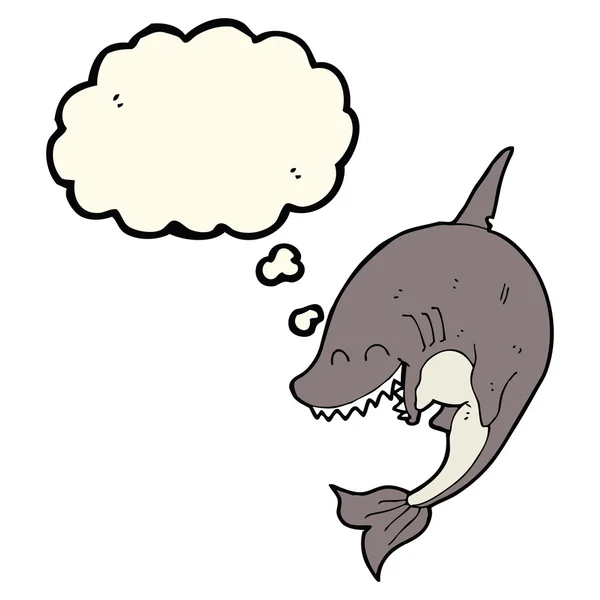 Cartoon shark with thought bubble — Stock Vector