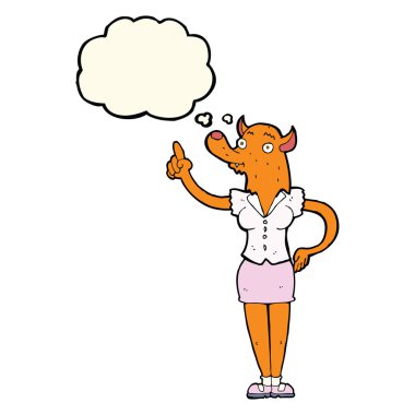 çizgi film Tilki kadın fikir düşünce balonu ile