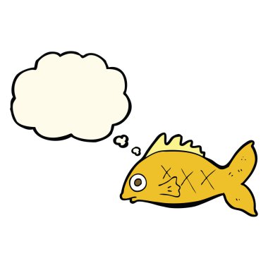 Düşünce baloncuklu çizgi film balığı