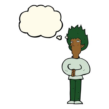 Düşünce baloncuğu olan vampir adam.