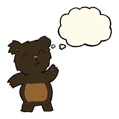 siyah ayı düşünce balonu ile çizgi film