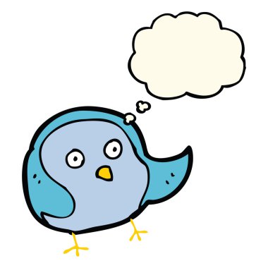 Düşünce baloncuklu çizgi film kuşu