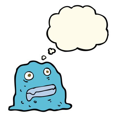 Düşünce baloncuklu çizgi film yaratığı