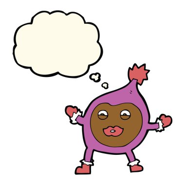 karikatür komik yaratık düşünce balonu ile