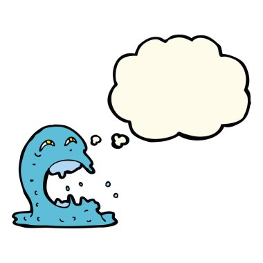 Düşünce baloncuklu iğrenç bir hayalet.