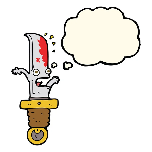 Cartoon frightened knife with thought bubble — Stock Vector