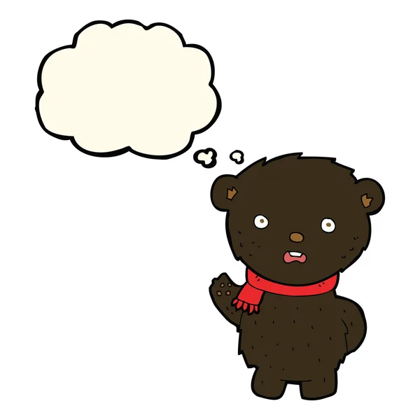 漫画のふきだしのスカーフを身に着けている黒い熊 — ストックベクタ