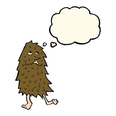 Düşünce baloncuklu çizgi film canavarı