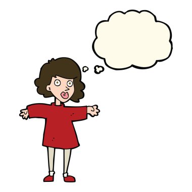 çizgi film sinir kadın düşünce balonu ile