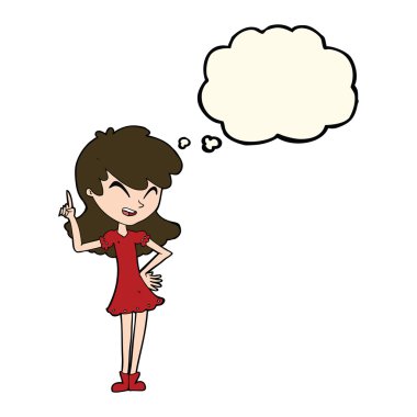 Çizgi film kızı düşünce baloncuğuyla