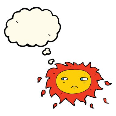 karikatür hüzünlü güneş düşünce kabarcığı