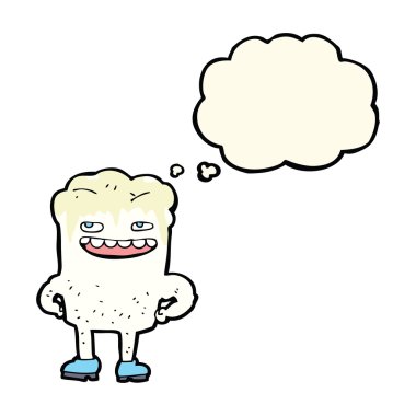 Düşünce baloncuklu kötü diş çizgi filmi