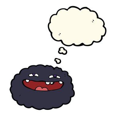 Düşünce baloncuklu mutlu çizgi film bulutu