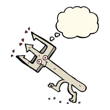 Düşünce baloncuklu şeytan çatalı.