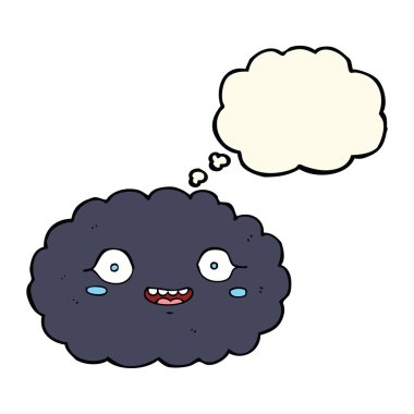 Düşünce baloncuklu mutlu çizgi film bulutu