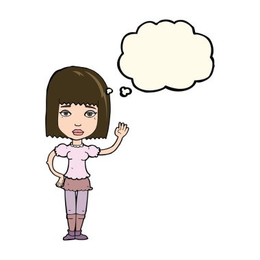 düşünce balonu ile sallayarak çizgi film kadın