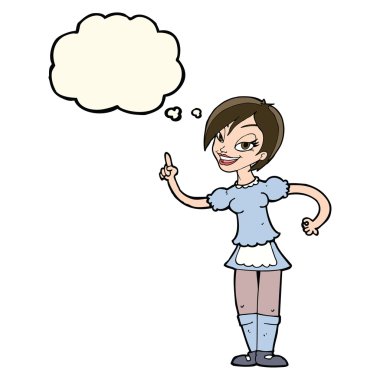 Çizgi film garsonu düşünce balonuyla sipariş veriyor.