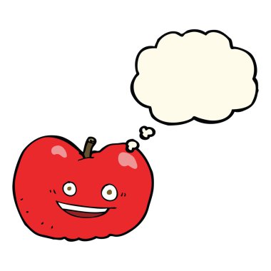 Düşünce baloncuklu çizgi film elması