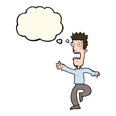 Düşünce baloncuğu olan çığlık atan adam çizgi filmi.