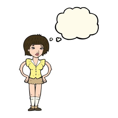 el HIPS düşünce balonu ile kadınla çizgi film