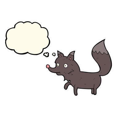 Düşünce baloncuğu olan bir kurt yavrusu.