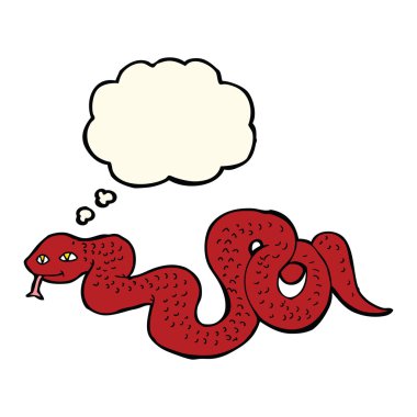 Düşünce baloncuklu çizgi film yılanı