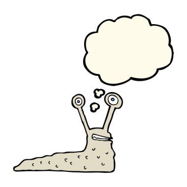 Düşünce baloncuklu çizgi film sümüklüböceği