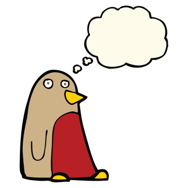 Düşünce baloncuklu çizgi robin