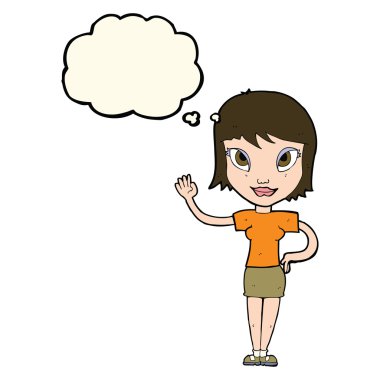 düşünce balonu ile sallayarak çizgi film kadın
