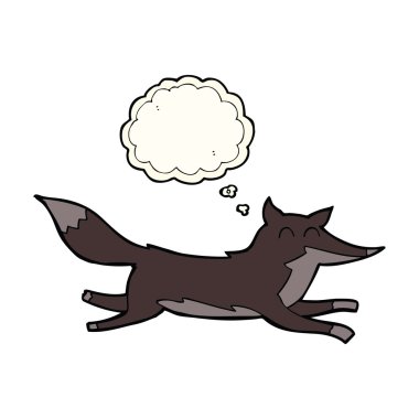 Düşünce baloncuğu ile çalışan bir kurt.
