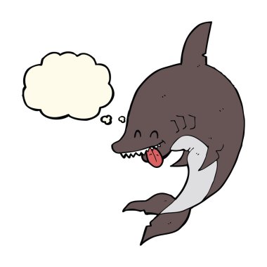 Düşünce baloncuklu komik köpek balığı.