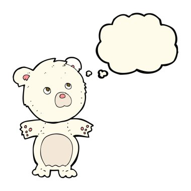 Düşünce baloncuklu komik oyuncak ayı.