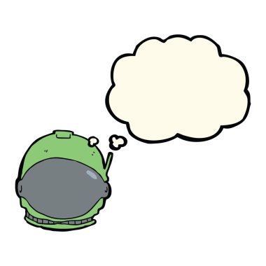 Düşünce baloncuklu astronot suratı