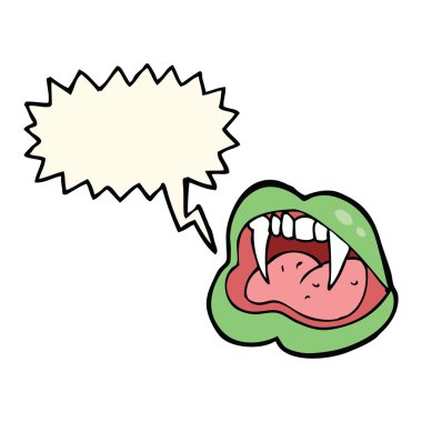 Düşünce kabarcığı olan vampir dudakları.