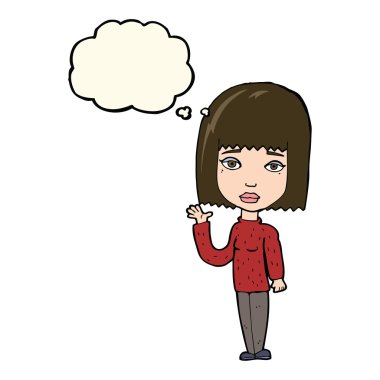 düşünce balonu ile sallayarak çizgi film kadın