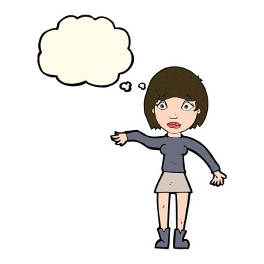 Karikatür, düşünce balonlu kadını şaşırttı.