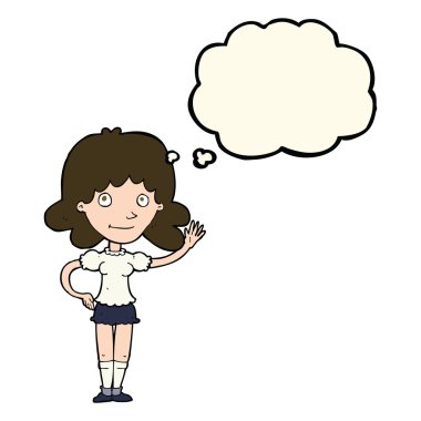 düşünce balonu ile sallayarak çizgi film kadın