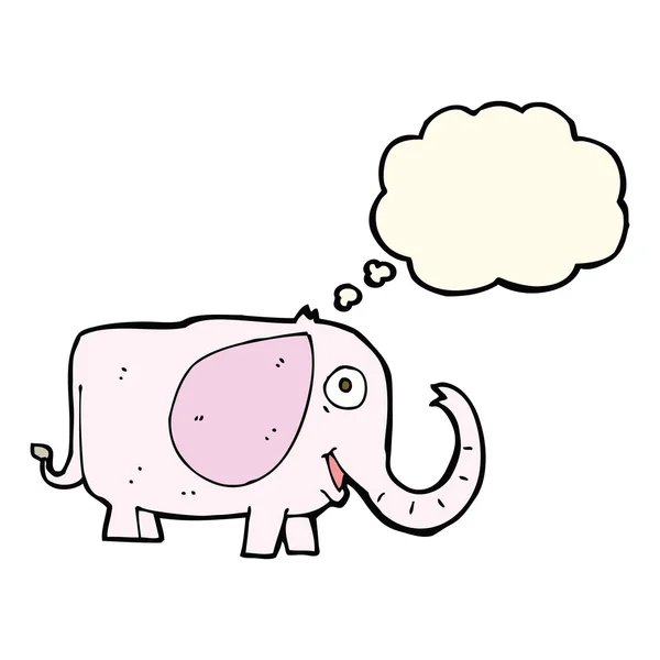 Cartoon baby olifant met gedachte zeepbel — Stockvector