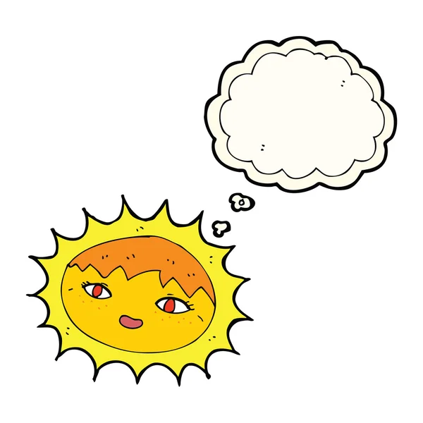 Kreslené krásné slunce s myšlenkovou bublinou — Stockový vektor