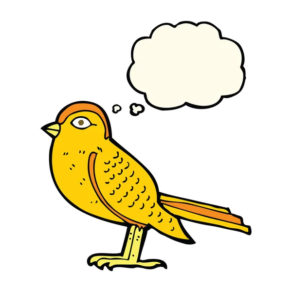 Uccello del giardino del fumetto con la bolla di pensiero — Vettoriale Stock