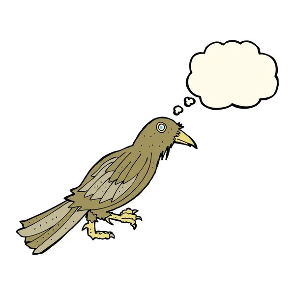Kreslená vrána s myšlenkovou bublinou — Stockový vektor