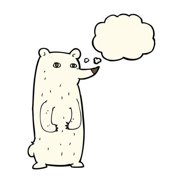 Funny cartoon polar bear with thought bubble — Stock Vector