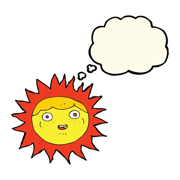 Sun cartoon character with thought bubble — Stock Vector