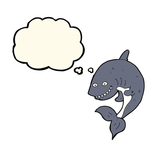 Cartoon shark with thought bubble — Stock Vector