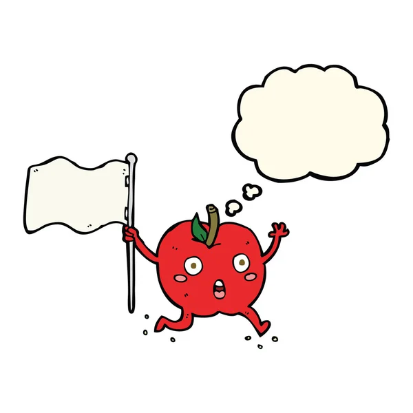 Düşünce baloncuklu bayraklı komik elma — Stok Vektör