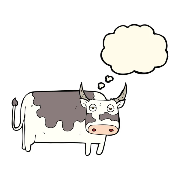 Cartoon cow with thought bubble — Stock Vector